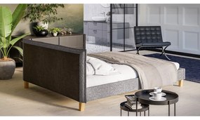 Сиво тапицирано двойно легло с решетка 160x200 cm Tina - Ropez