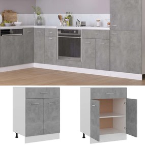801232 vidaXL Долен шкаф с чекмедже бетонно сив 60x46x81,5 см инженерно дърво
