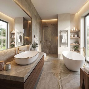 Умивалник за плот Rea CLEO White Gold Edge