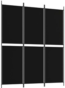 350213 vidaXL Параван за стая, 3 панела, черен, 150x180 см, плат