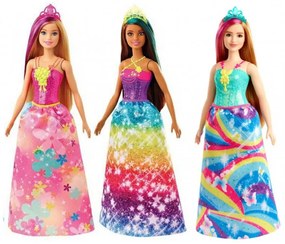 Кукла Barbie Dreamtopia, 29см, С блестящо елече и цветна пола, Многоцветен