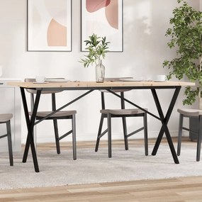 3282764 vidaXL Трапезна маса X-образна рамка 140x80x75,5 см бор масив и стомана