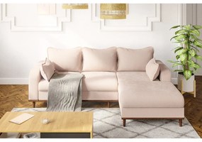 Бежов ъглов диван от рипсено кадифе (десен ъгъл) Beata – Ropez