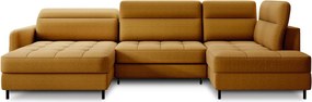 Жълт кадифен разтегателен ъглов диван с място за съхранение (десен ъгъл U форма) Berrto – ELTAP