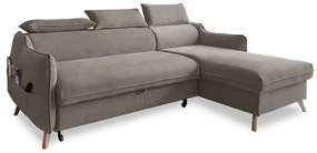 Светлокафяв кадифен ъглов разтегателен диван (десен ъгъл) Sweet Harmony - Miuform
