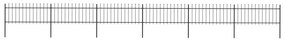 Градинска ограда с пики, стомана, 10,2x0,8 м, черна