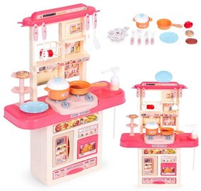 Компактна детска кухня с LED + 10 аксесоара - розова