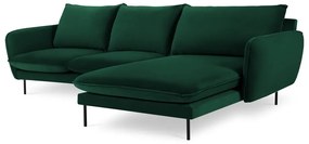 Тъмнозелен ъглов диван от кадифе (десен ъгъл) Vienna - Cosmopolitan Design