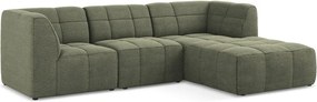 Зелен ъглов диван от прежда с примки от букле (десен ъгъл) Aloha – Makamii