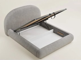 Сиво-бежово двойно легло 160x200 cm тапицирано с място за съхранение с включена подматрачна рамка Maumere – Maison de Rêve