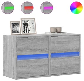 852282 vidaXL Стенни ТВ шкафове с LED лампи, 2 бр, сив сонома, 41x31x45 см