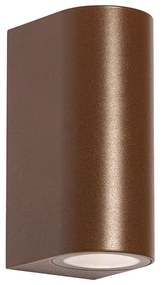 Външна стенна лампа ръждиво кафява пластмасова овална 2-светлина - Baleno