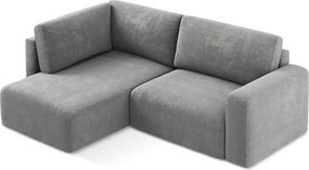 Сив шенилов сгъваем/с място за съхранение ъглов диван (ляв ъгъл/L форма) Kona – Makamii