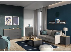 Сив висок скрин от дъб 109x146 cm California - Germania