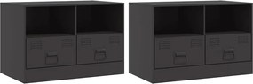 841740 vidaXL ТВ шкафове 2 бр антрацит 67x39x44 см стомана