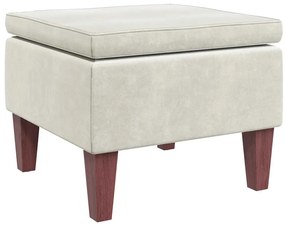 329466 vidaXL Табуретка с дървени крака, кремава, кадифе