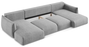 Светлосив сгъваем ъглов диван (U форма) Leila – Makamii