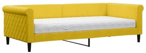 3197752 vidaXL Канапе с матрак, жълто, 90x200 см, кадифе