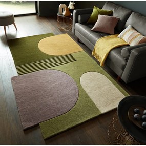 Зелен ръчно изработен вълнен килим 120x180 cm Lozenge – Flair Rugs