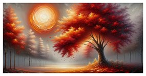 Картина на платно – Есенно дърво на живота в светлината на слънцето