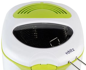 Фритюрник Voltz V51980A, 2 литра, 1300W, 80-190 C, Незалепващ съд, Бял/зелен