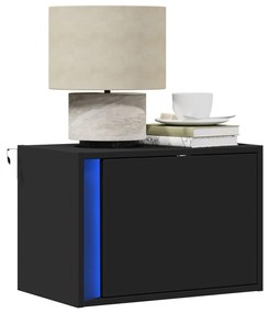 852092 vidaXL Нощни шкафчета за стена с LED осветление, 2 бр, черни