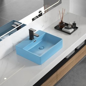 Мивка за баня ICB 5042BLUE, монтаж върху плот, порцелан, син мат, 50x42x13см