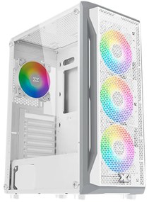 Gaming X Arctic EN46737, White Chassis, ATX/M-ATX/Mini ITX, U3x1+U2x2, Metal FP &amp; Left TG, 4PCS X24A Arctic Fan &amp; LED Switch ARGB Fan PCB