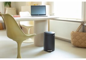 Кош за боклук с педал Brabantia NewIcon 649741, 12 л, Плавно затваряне, Противоплъзгаща основа, Минерално покритие, Тъмносив