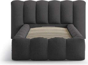 Антрацитно единично легло 90x200 cm тапицирано с място за съхранение с включена подматрачна рамка Lupine – Micadoni