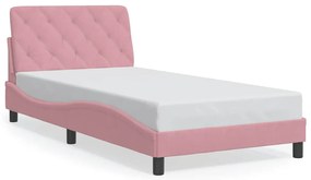 3207910 vidaXL Рамка за легло без матрак, розова, 100x200 см, кадифе