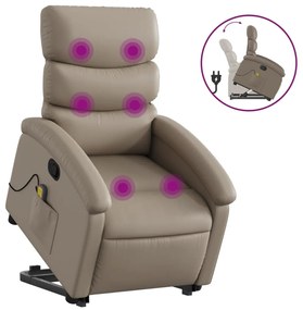3204053 vidaXL Изправящ масажен наклоняем стол, капучино, изкуствена кожа