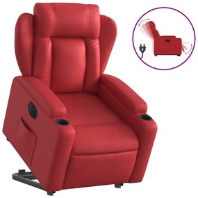 3204563 vidaXL Електрически изправящ реклайнер стол, червен, изкуствена кожа