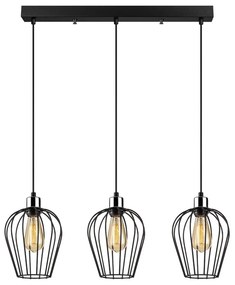 Черна висяща лампа за 3 крушки Tel Long - Opviq lights