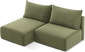 Зелен кадифен сгъваем/с място за съхранение ъглов диван (ляв ъгъл) Kalena – Makamii