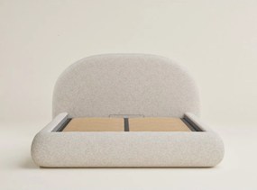 Кремаво двойно легло 180x200 cm тапицирано с място за съхранение с включена подматрачна рамка Maumere – Maison de Rêve