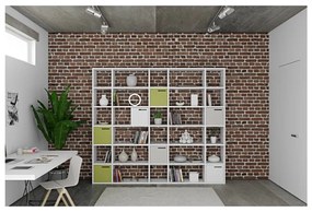 Бял шкаф за книги Pombal, височина 224 cm - TemaHome