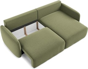 Зелен кадифен сгъваем/с място за съхранение ъглов диван (десен ъгъл) Kalena – Makamii