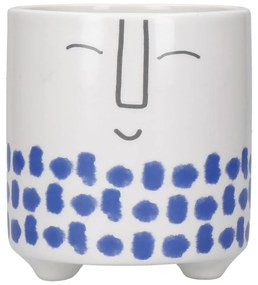 Бяло-синя керамична саксия Happy Face - Kitchen Craft