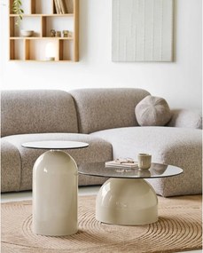 Бежова кръгла масичка за кафе със стъклен плот ø 70 cm Ravello – House Nordic