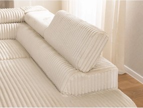 Бежов ъглов диван от рипсено кадифе (десен ъгъл L форма) Marbeya – Ropez