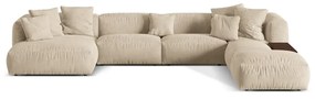 Бежов кадифен модулен ъглов диван (десен ъгъл/U форма) Martina – Micadoni