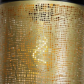 Висяща лампа в ретро стил черна с месинг кръгла 3-светлина - Kayleigh