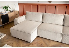 Кремав ъглов U-образен диван от велур, десен ъгъл Nihad modular - Bobochic Paris