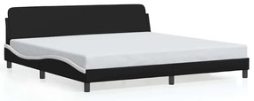 373263 vidaXL Рамка за легло Dover, черна, бяла, 200x200см, изкуствена кожа