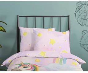 Розово единично памучно детско спално бельо 140x200 cm Unisweet – Good Morning