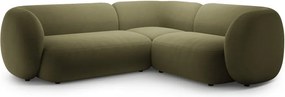 Зелен кадифен ъглов диван (десен ъгъл/L форма) Kate – Micadoni