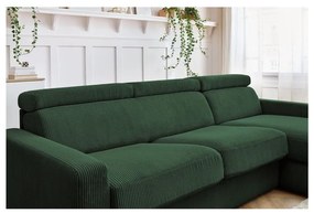 Тъмнозелен разтегателен ъглов диван от рипсено кадифе (променлив) Monaco – Bobochic Paris
