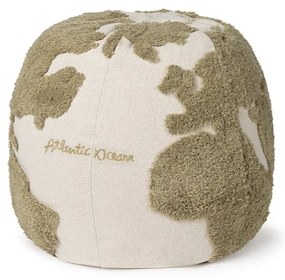 Детски пуф в зелен и кремав цвят World Map – Lorena Canals