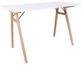 Бяла маса с кафяви крака Бюро, дължина 120 cm Vojens - House Nordic